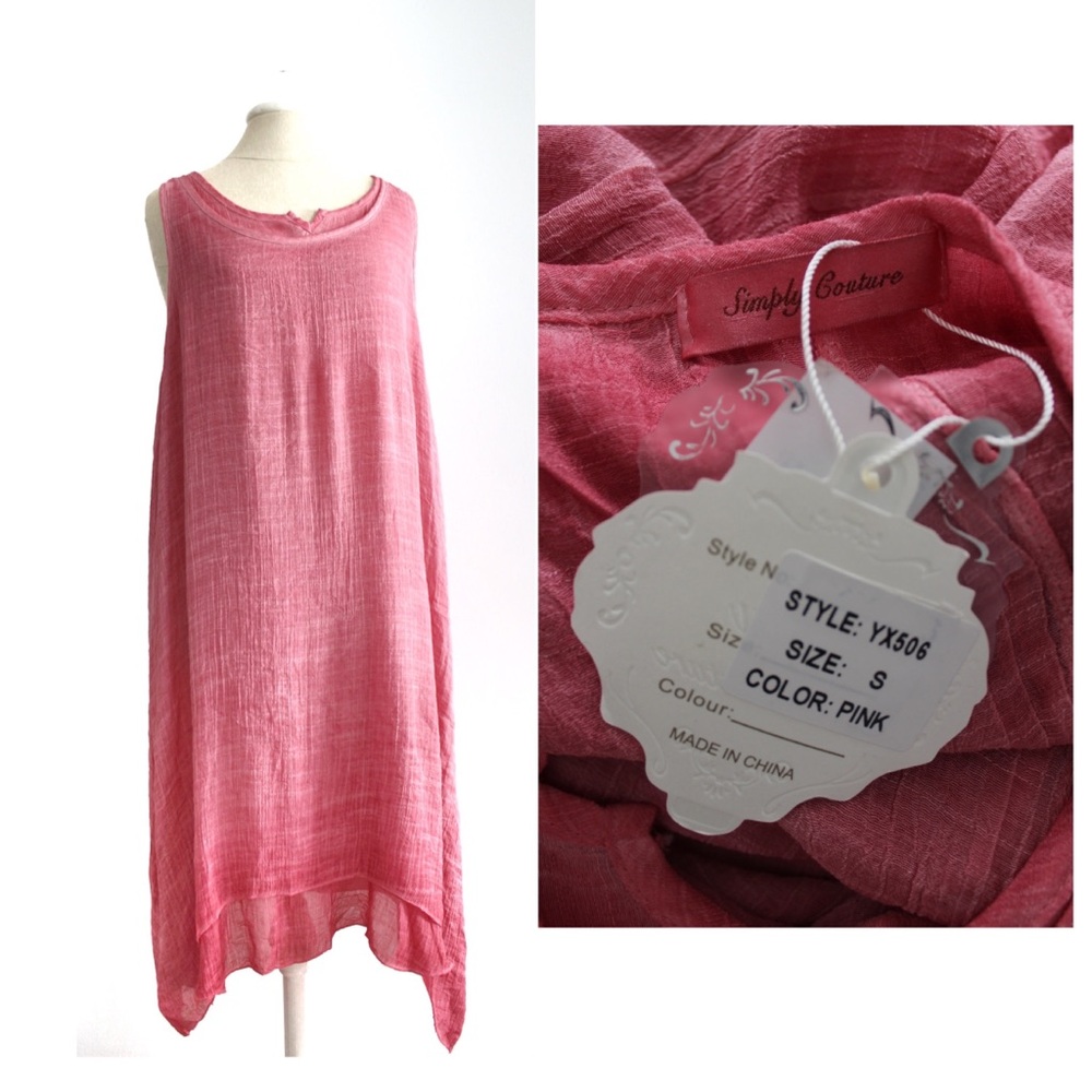 Simply Couture BNWT Pink Coral Sleeveless Flowy High Low Dress Small